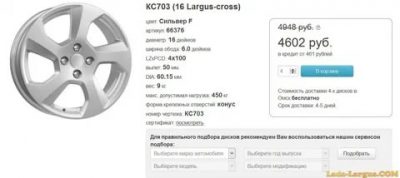 Разболтовка колесных дисков Лада ларгус