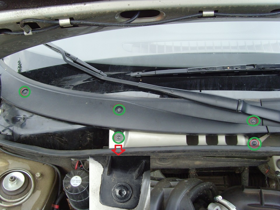 Подъем дворников Замена салонного фильтра